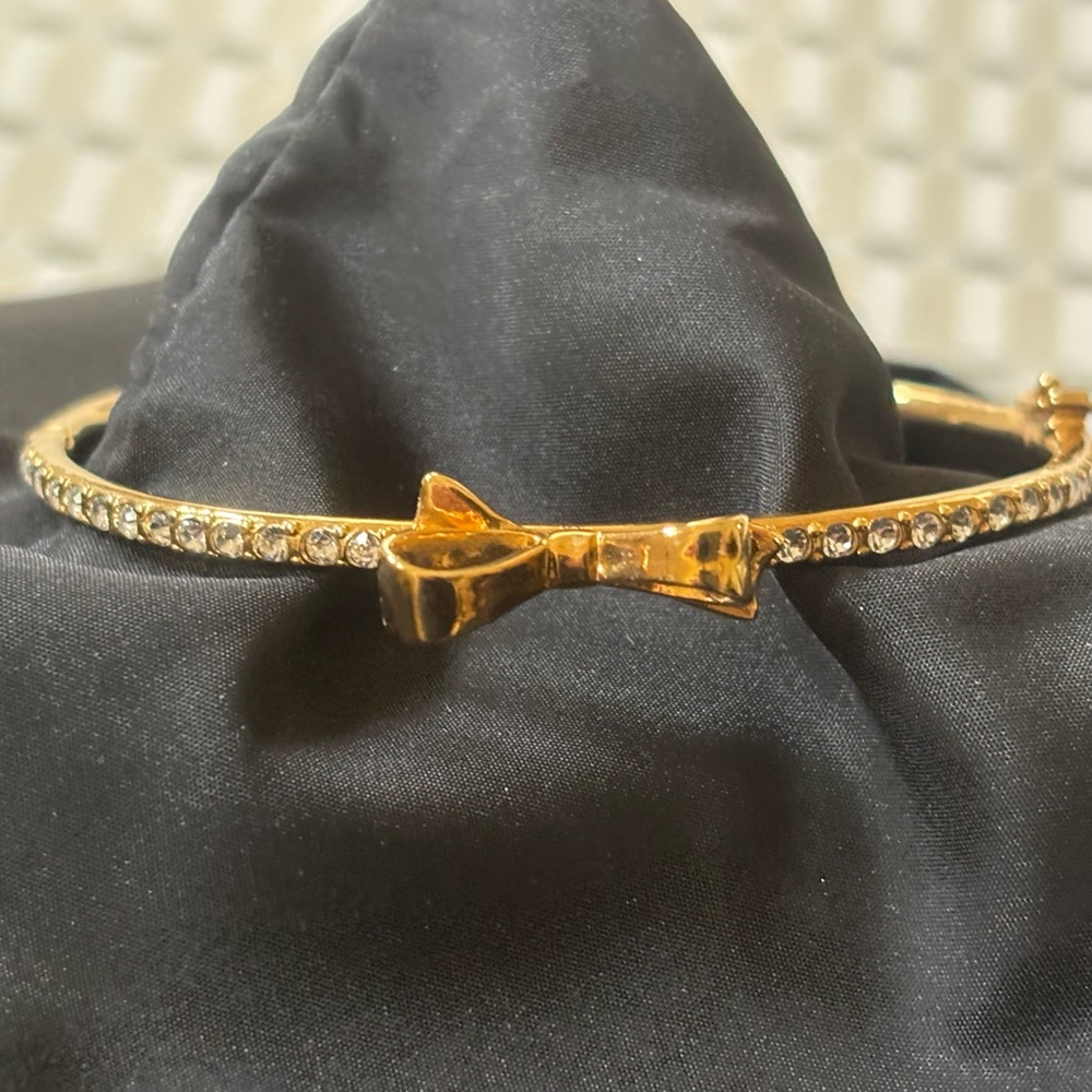 Elegant Kate Spade Gold Bow Bracelet with Crystals